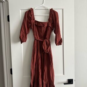 Bohme Terracotta Long Sleeve Dress